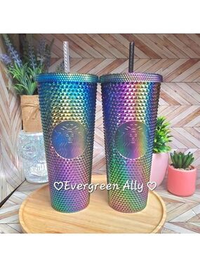 Starbucks Tumbler Set PVD Metallic Oil Slick Rainbow Rare